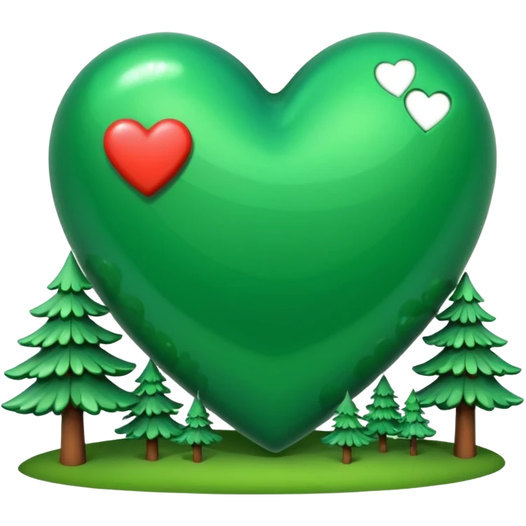 a big green heart emoji that says "I love you Candy"  with small pine trees behind it emoji