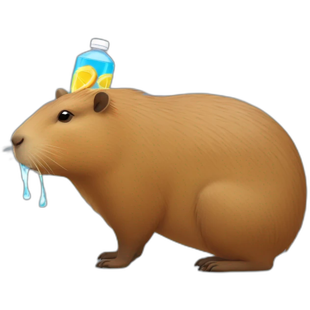 Capybara drinking a caprisun emoji