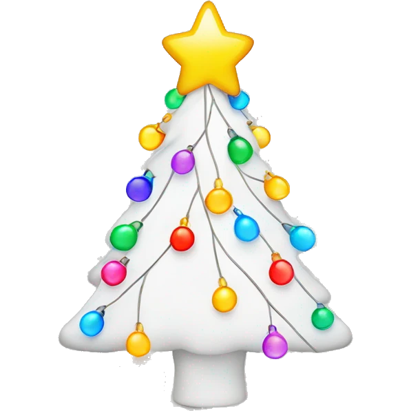White Christmas tree with colorful string lights emoji