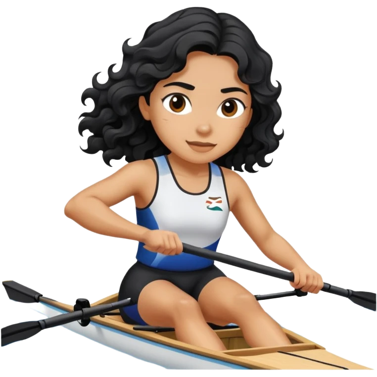 girl with long black wavy hair rowing in Olympic sport emoji