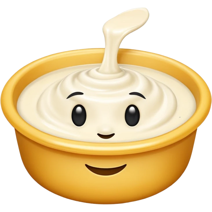 Happy face covered in white sauce emoji
