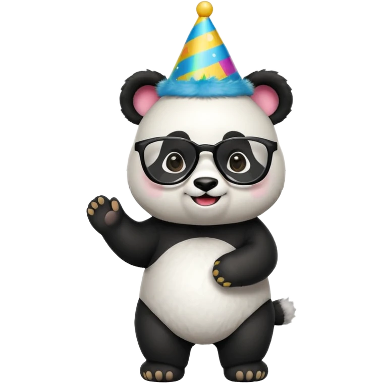 full body panda with party hats and opticals emoji