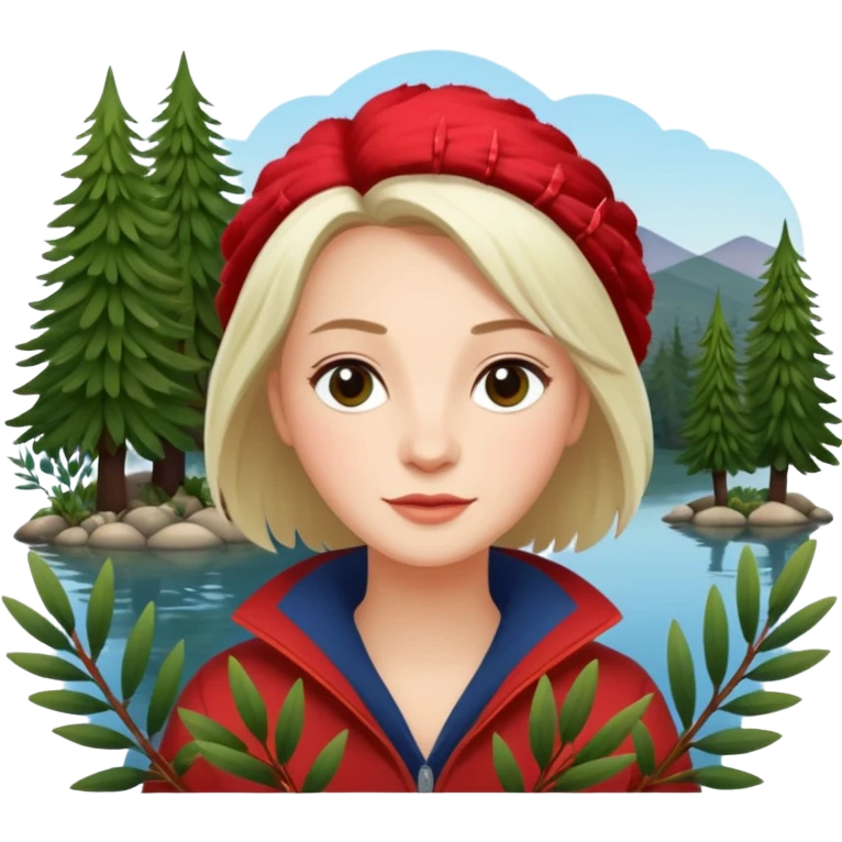 The word "Oldina" surrounded by trees and a lake and some native australian bottle brush branches  emoji