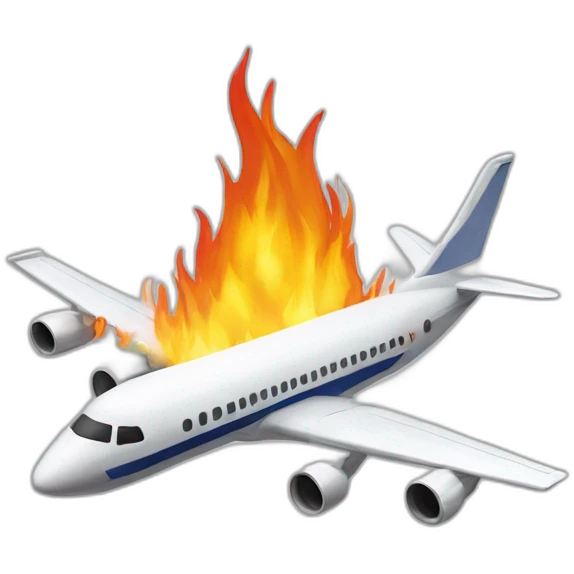 Deux tours en feu avec un avion emoji