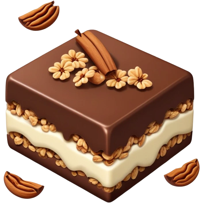 Tan chocolate with apple cinnamon and granola pieces inside it  emoji