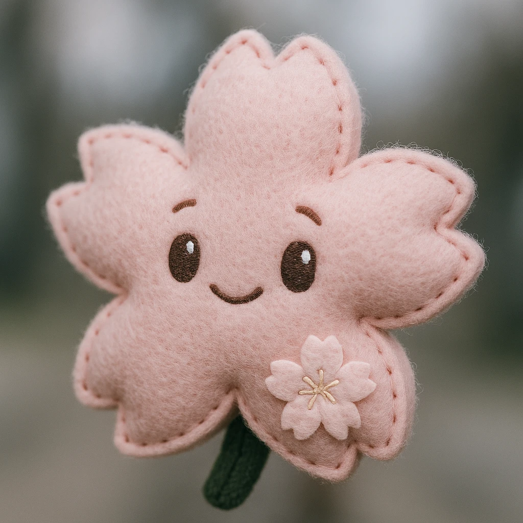 sakura cherry blossom, plush portrait style emoji