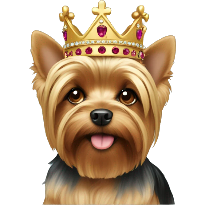 Yorkie wearing a crown emoji