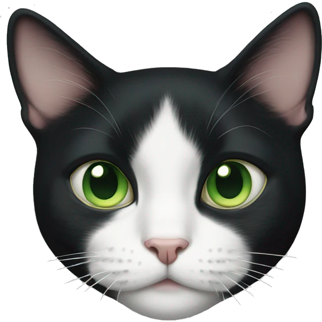 Tuxedo cat green eyes emoji