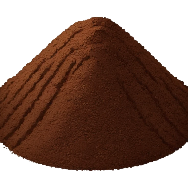 mound of ground coffee, dark brown, finely ground, textured, loose grains at base, clean minimal 3D, soft shadows and lighting, realistic but stylized, no packaging no cup no beans emoji
