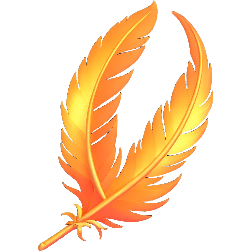 an ethereal phoenix feather, floating with shimmering sparks emoji