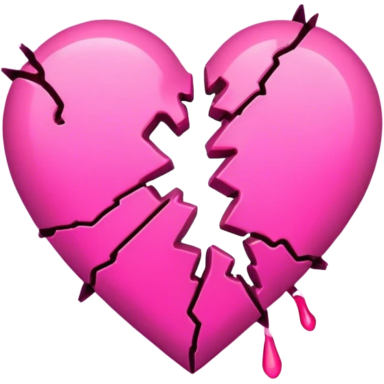 pink glowing contour neon broken heart emoji