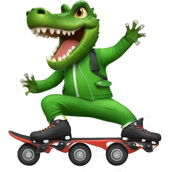 Crocodile rollerblading emoji