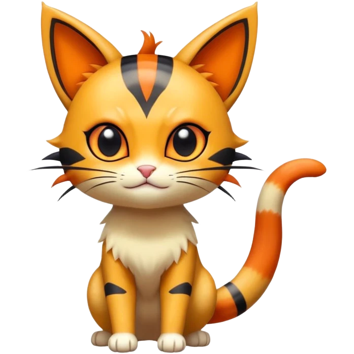 Shiny Cute Adorable Meowth-Litten-Littleo-Hybrid-Creature with pattern-markings emoji