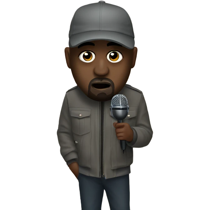 KANYE WEST WEARING MASK  in spotlight with MICROPHONE emoji