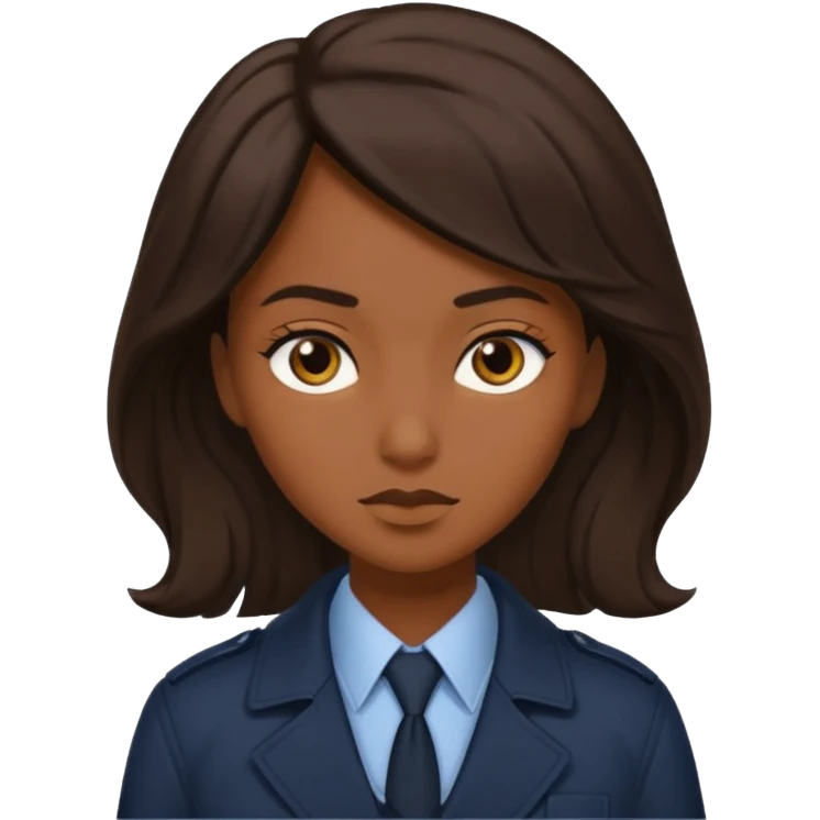 Generate 
1 detective she's white hair covered light eyes fair skin
1 detectective she's black NO HIJAB HAIR OUT BROWN skin  emoji