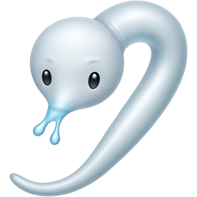 sperm cell emoji, simple and clear, white with a small tail, on a neutral background emoji