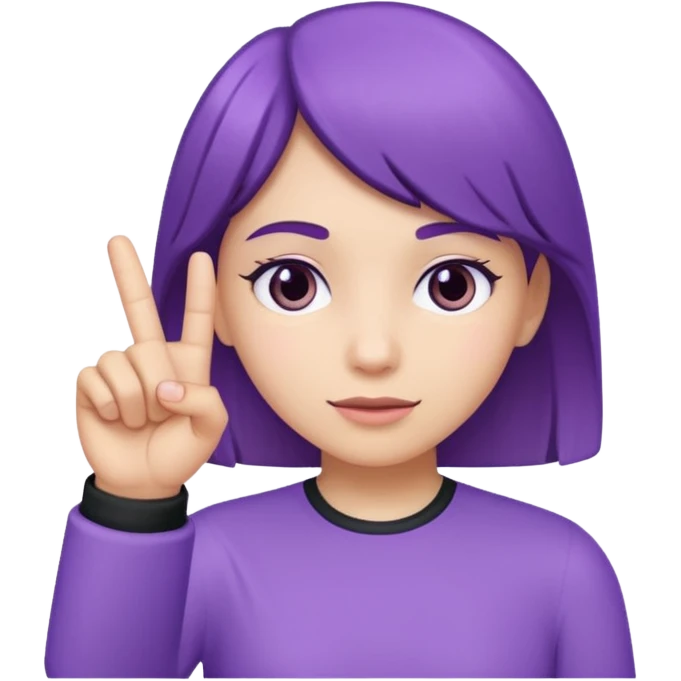 Main violette avec l’Index lever no background emoji