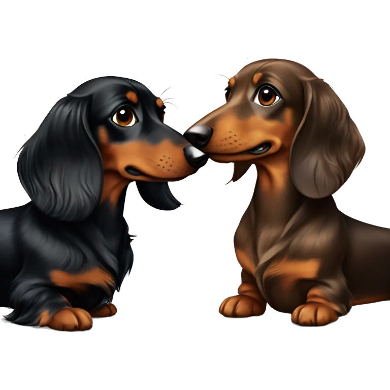 Two black long hair dachshunds together  emoji
