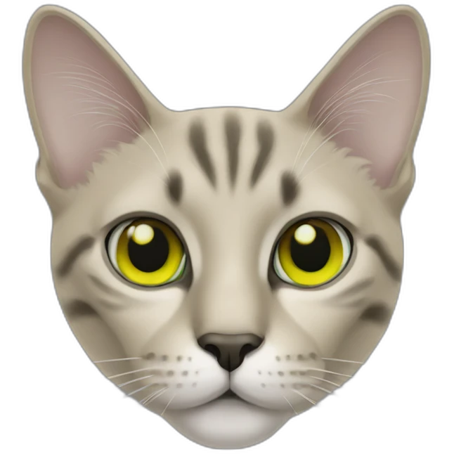 cat with black face yellow green eyes emoji