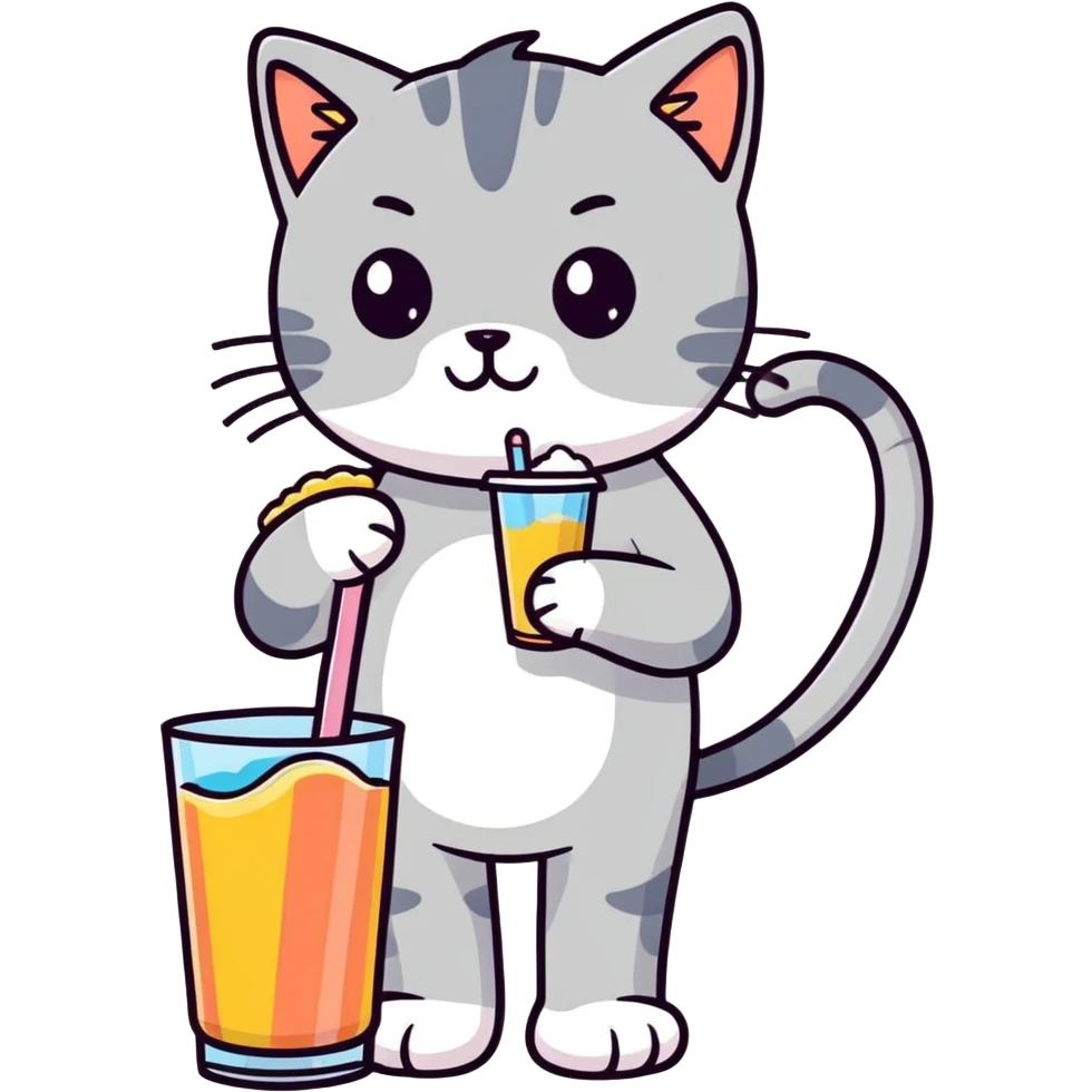 Cat with human feet drinking a slushy emoji