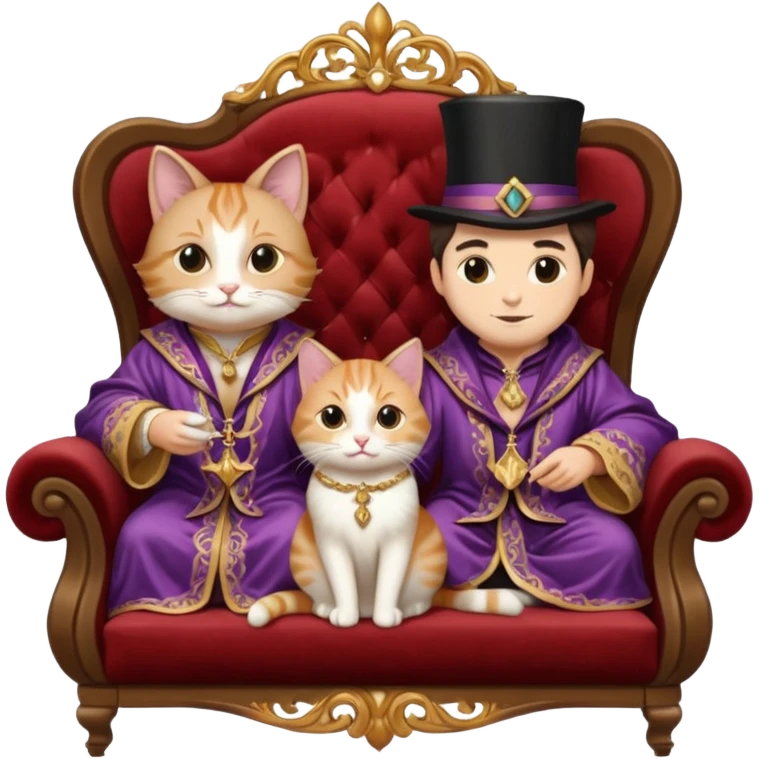 magician couple and their pet cat emoji