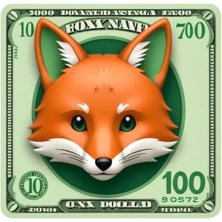 make 100 dollar bill with a fox head silhouette  emoji