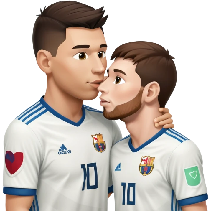 Ronaldo and Messi soccer players kissing emoji