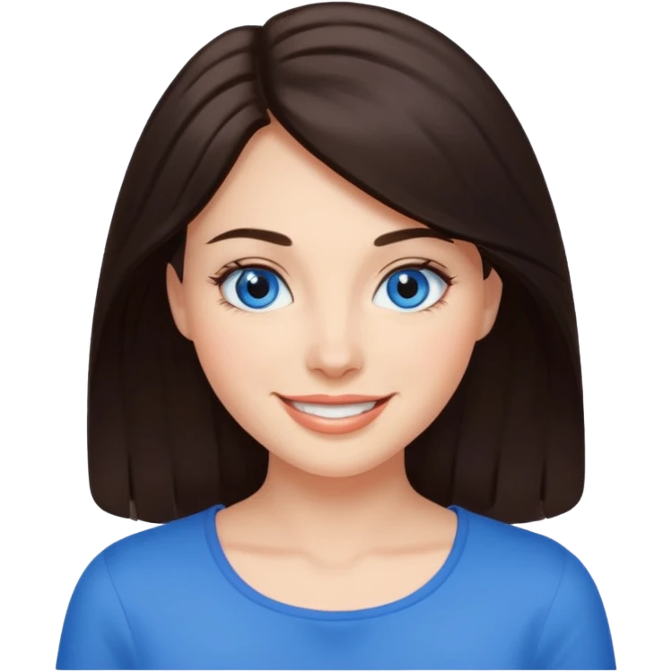 Chica pelo castaño oscuro y ojos azules que parezca más mayor y más guapa emoji