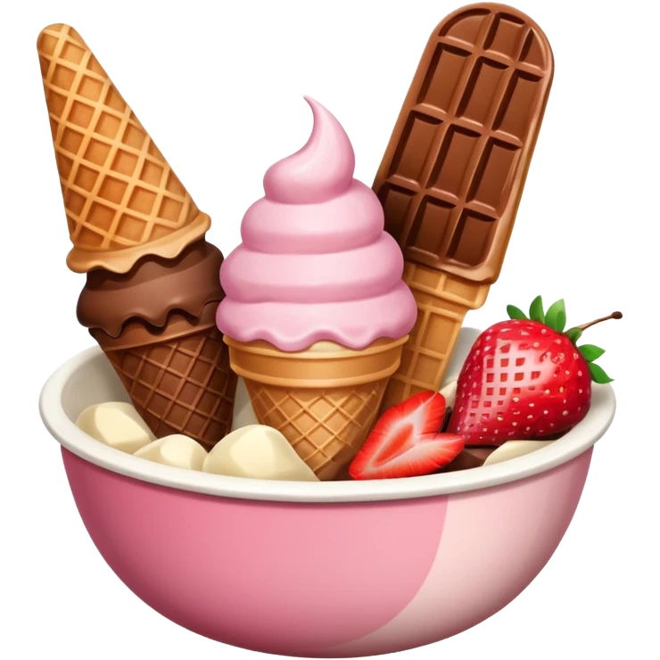 Neapolitan ice cream scoops in a bowl emoji