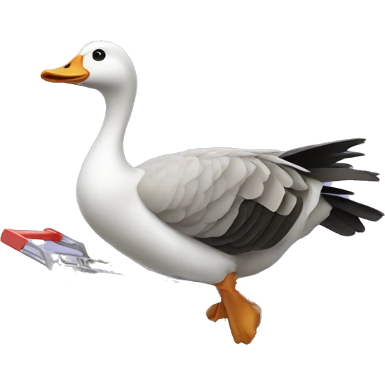 Goose with a shopping cart in hands emoji