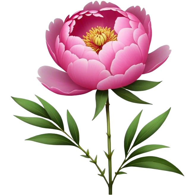 single pink Peony, straight stem emoji