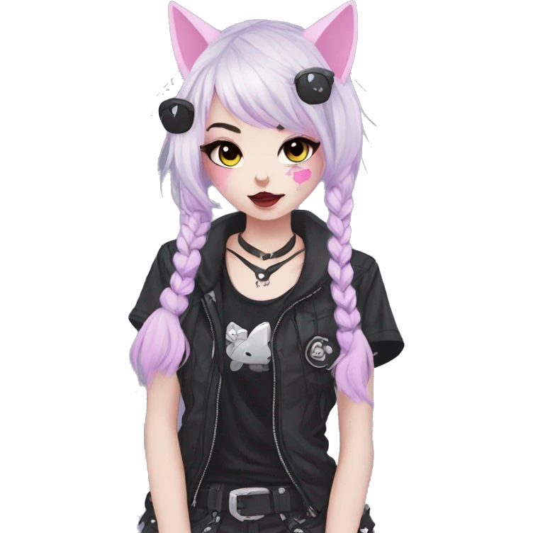 Edgy Kawaii Cute Cool Cartoon Anime Punk Techwear Gothic Catgirl emoji