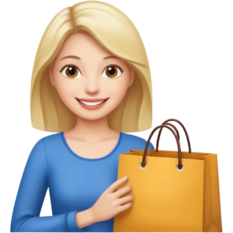 A beautiful woman holding a shopping bag. emoji
