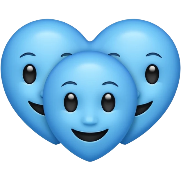 black smiling face with three blue hearts emoji