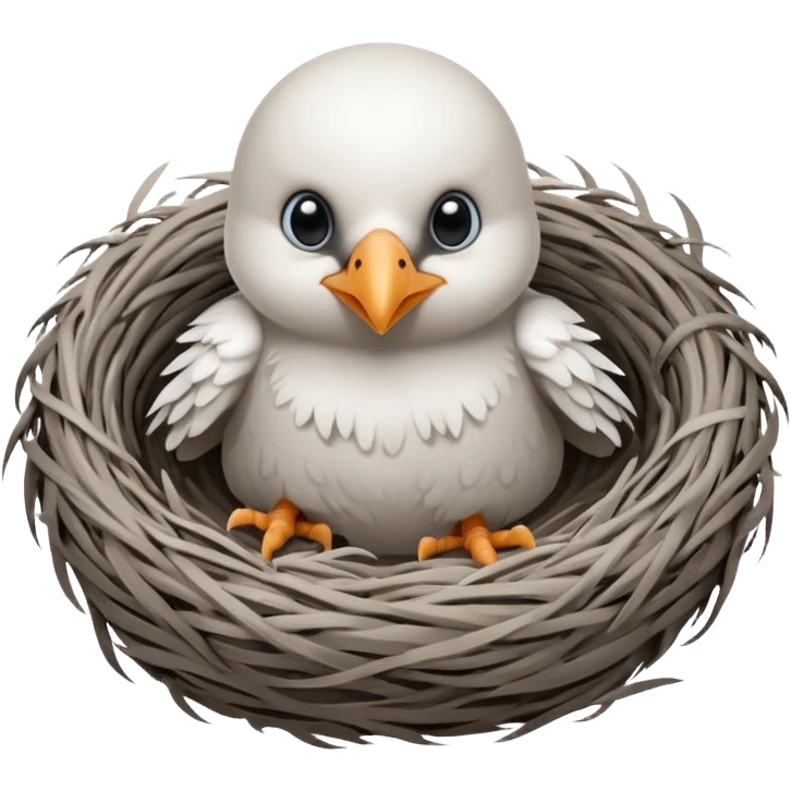 white baby crow in nest emoji