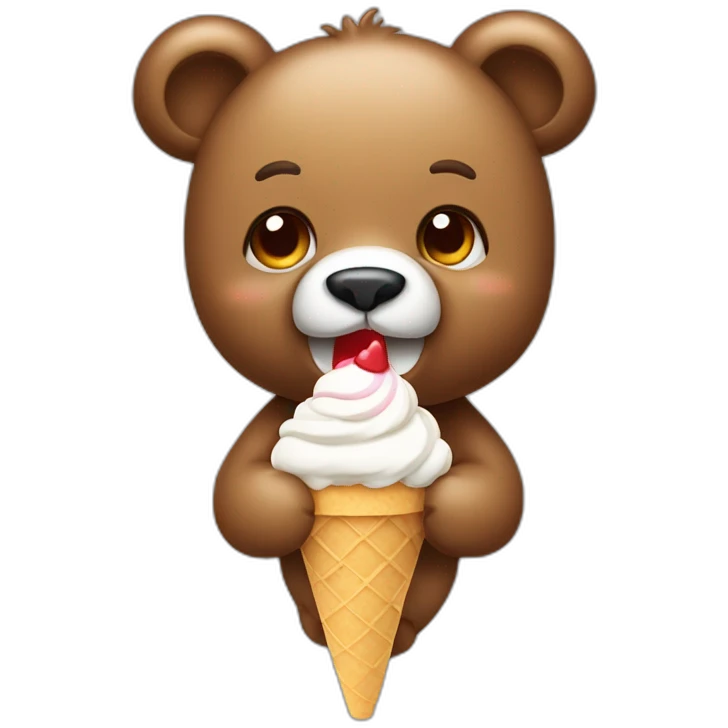 Cute bear eating ice cream on a stick emoji