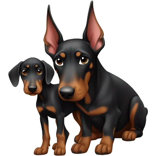 Doberman with baby emoji