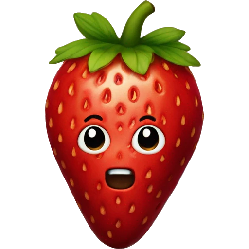 Strawberry with chocolate on it, with a face emoji