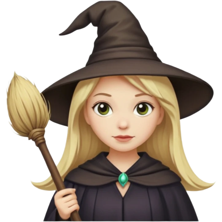 Witch on the broom with blonde hair emoji