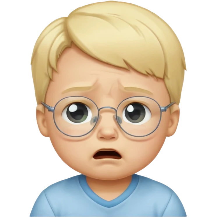 blond baby boy crying with glasses emoji