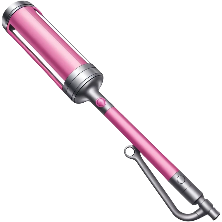 Pink Dyson Airwrap styling wand, long silver cylindrical barrel with rounded curling attachment, glossy pink body, silver accents, realistic emoji