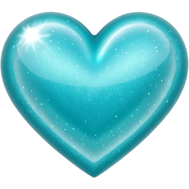 semi transparent gllitery turquoise heart emoji