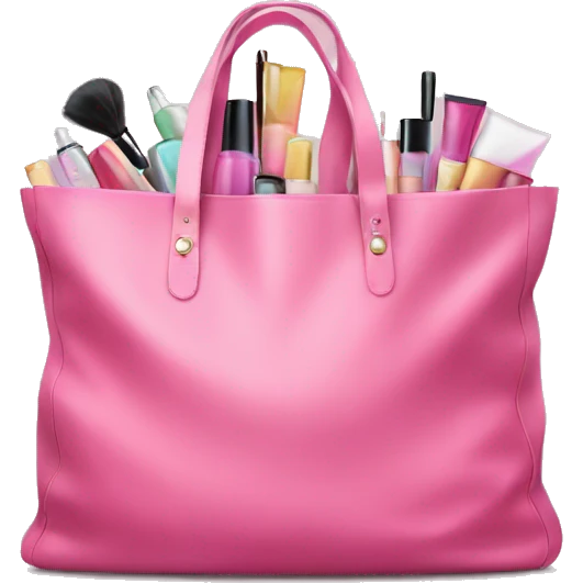 large pink bag filled with cosmetics emoji