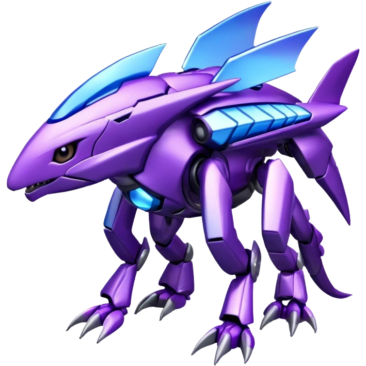 Futuristic Cool Cute Edgy Shiny Legendary Digimon-Genesect-Palkia-hybrid full body emoji