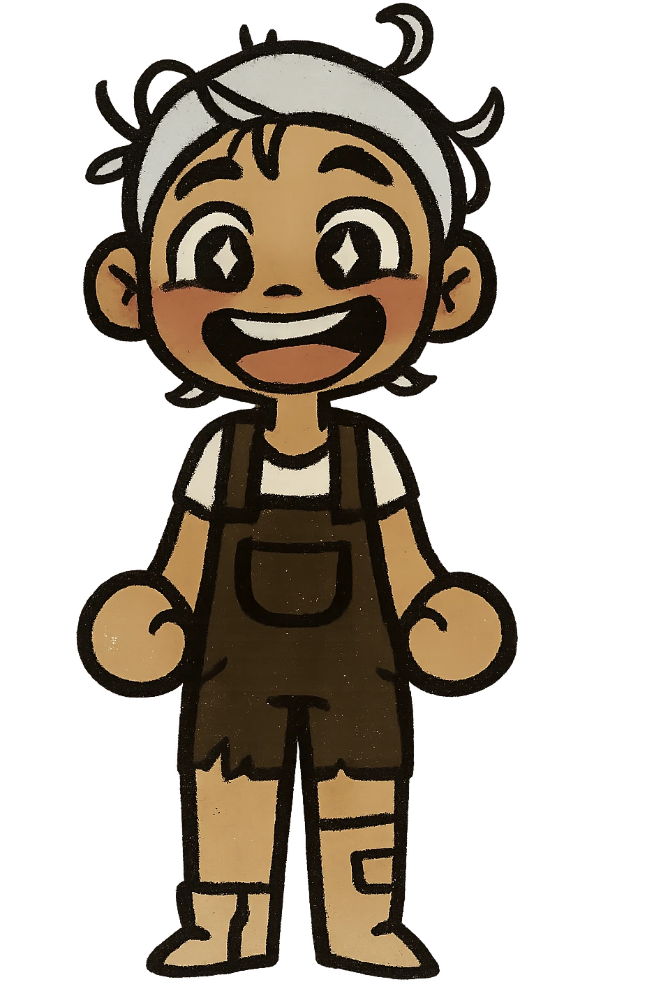 Edit the cartoon character to have a big, joyful smile and sparkling eyes, expressing excitement and happiness. Maintain a transparent background. emoji