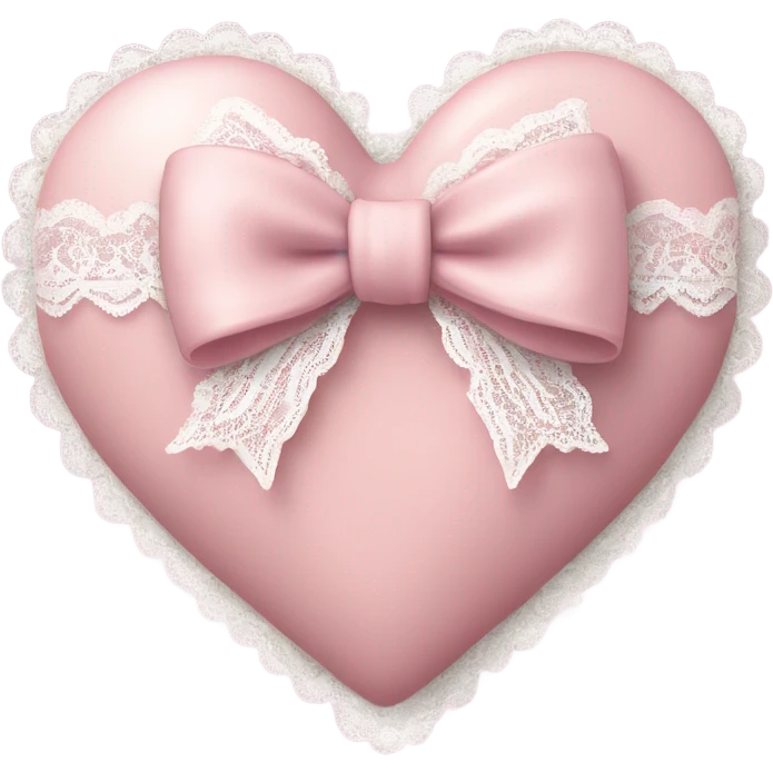 rococo Pastel pink heart with white bow with lace and frills  emoji