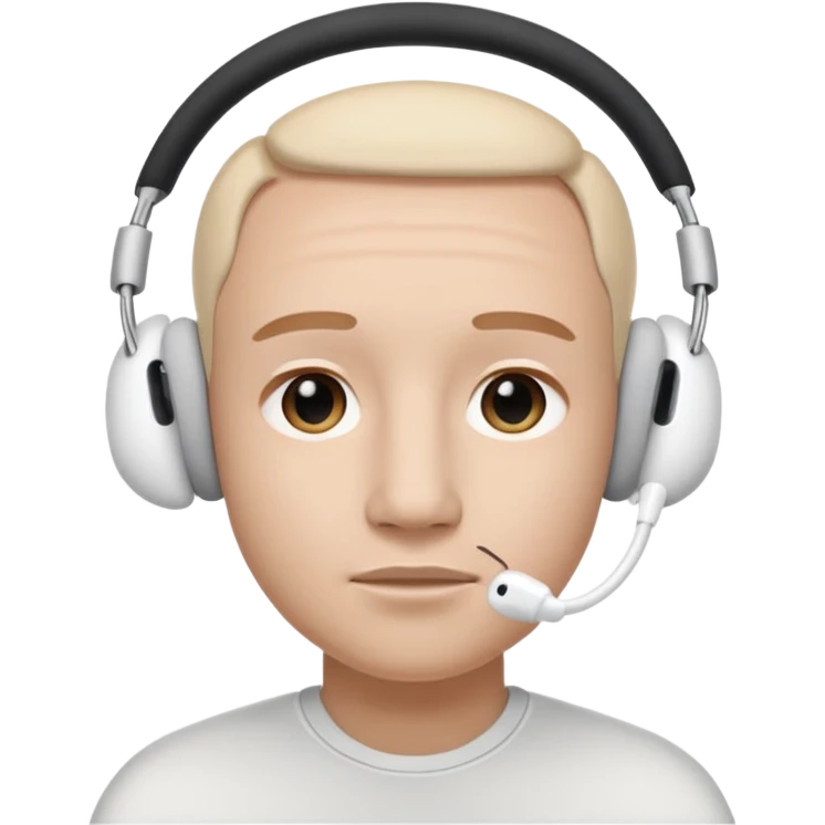 A face exactly like this « 😶 » and wearing airpods max without microphone  emoji