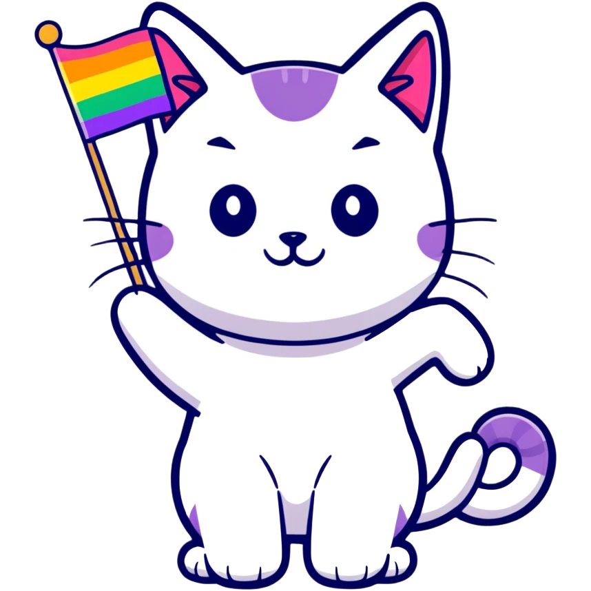 cat holding a lesbian pride flag emoji