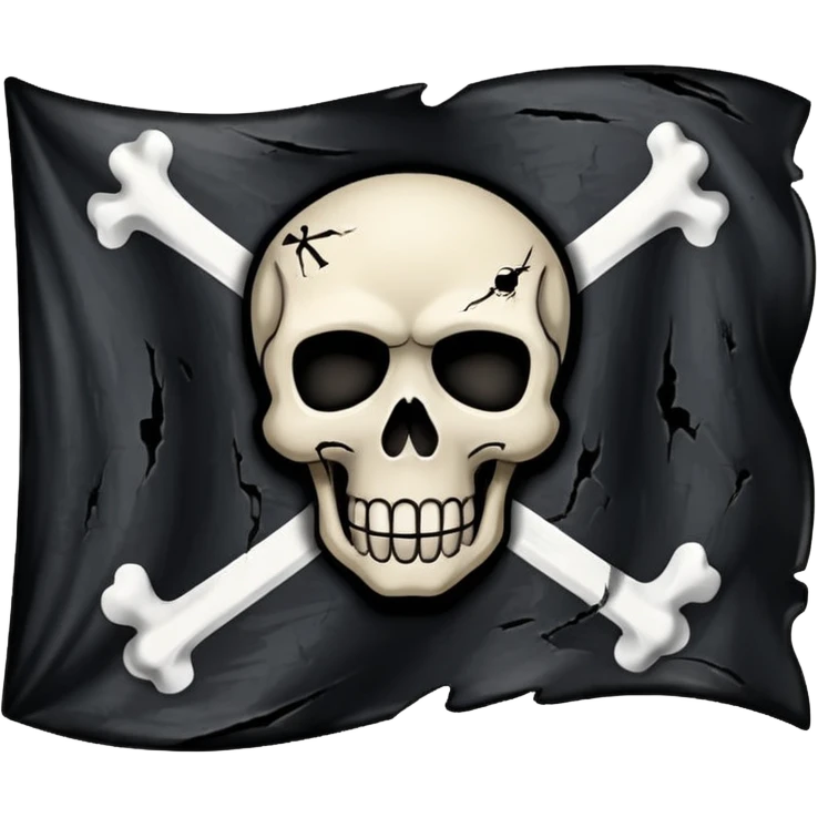 A black flag with a pirate symbol in the middle. emoji