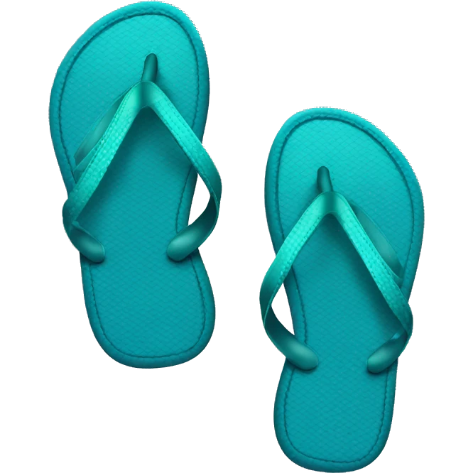 Realistic dark turquoise gradient pair of summer flip flops isolated. emoji